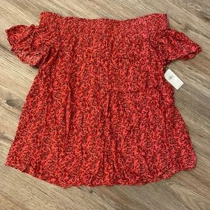 NWT Old Navy Floral Print Off The Shoulder Crinkle Crepe Blouse